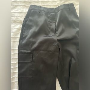 Black silky cargo pants